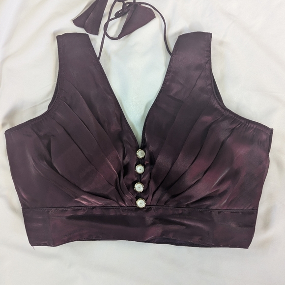 NWOT beautiful V neck readymade pink Blouse for Saree or lehenga. - Picture 1 of 4